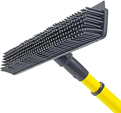 ALL IN ONE! Rubber Broom - Heavy Duty Floor Squeegees, Sweeps & Scrubs w/Telescoping handle