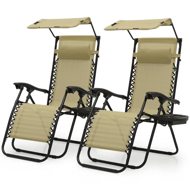 MoNiBloom Zero Gravity Chairs Set of 2 Outdoor Folding Patio Lounge Chairs for Outside Reclining Lawn Chairs Recliner Beach Chairs for Adults