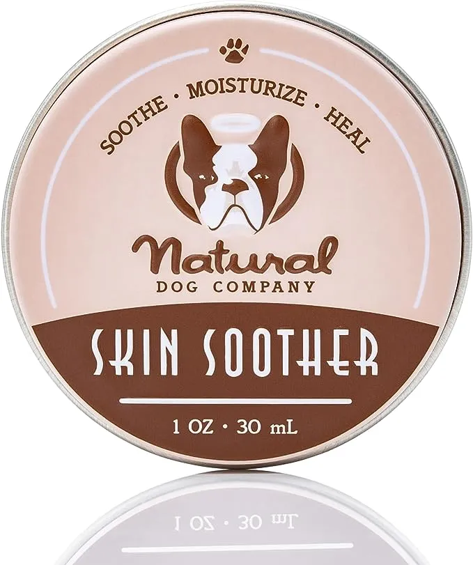 Natural Dog Company Skin Soother, 1 oz. Tin, Allergy and Itch Relief for Dogs, Dog Moisturizer for Dry Skin, Dog Lotion, Ultimate Healing Balm, Dog Rash Cream