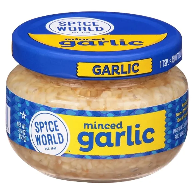 Spice World Minced Garlic – Bulk 48 oz Garlic Container – Ready-to-Use Seasonings for Cooking, Reduce Prep Work and Easily Add Flavor