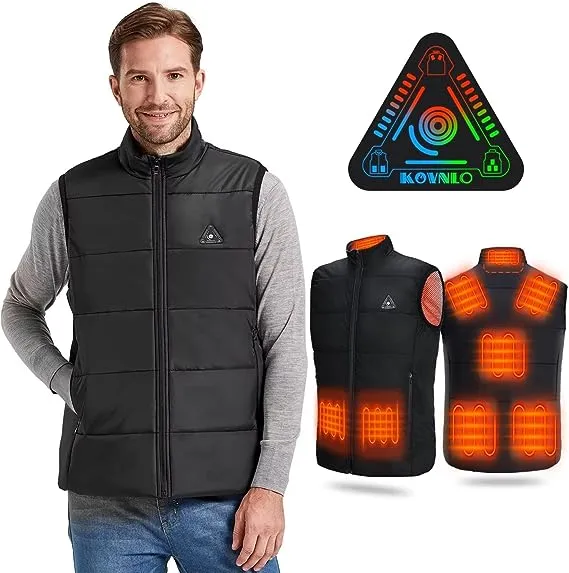 KOVNLO Heated Vest For Men, Smart Controller With Lights-out Design, Electric Heated Jackets (Battery Pack Not Included)