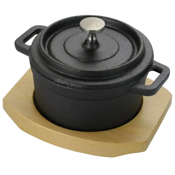 Gibson Home Campton Mini Round Cast Iron Casserole Dutch Oven, 0.3 Qt, Black