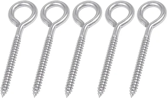 SHONAN 4.5&#034; Stainless Steel Eye Screws for Wood, 5 Pcs Heavy Duty Screw Eye Hook