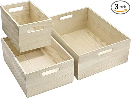 Sorbus 3-Piece Wood Crate Set