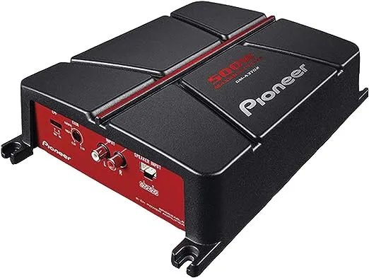 Pioneer GM-A3702 2-Channel Class A/B Car Amplifier – 500 Watts Maximum Power Output, 60 Watts RSM, Class AB Amp Technology, Selectable Low-Pass Filter, Preamp & Speaker Level Inputs, Black and Red