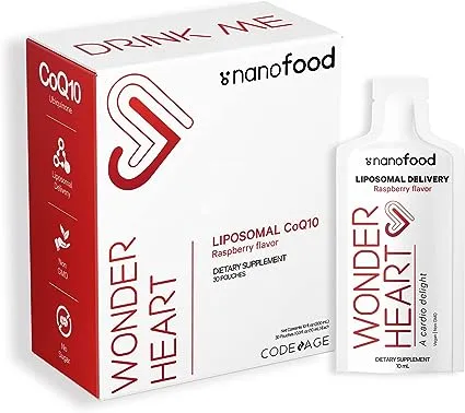 Codeage, Nanofood, Wonder Heart, CoQ10 liposomale, Framboise, 30 sachets de 10 ml chacun