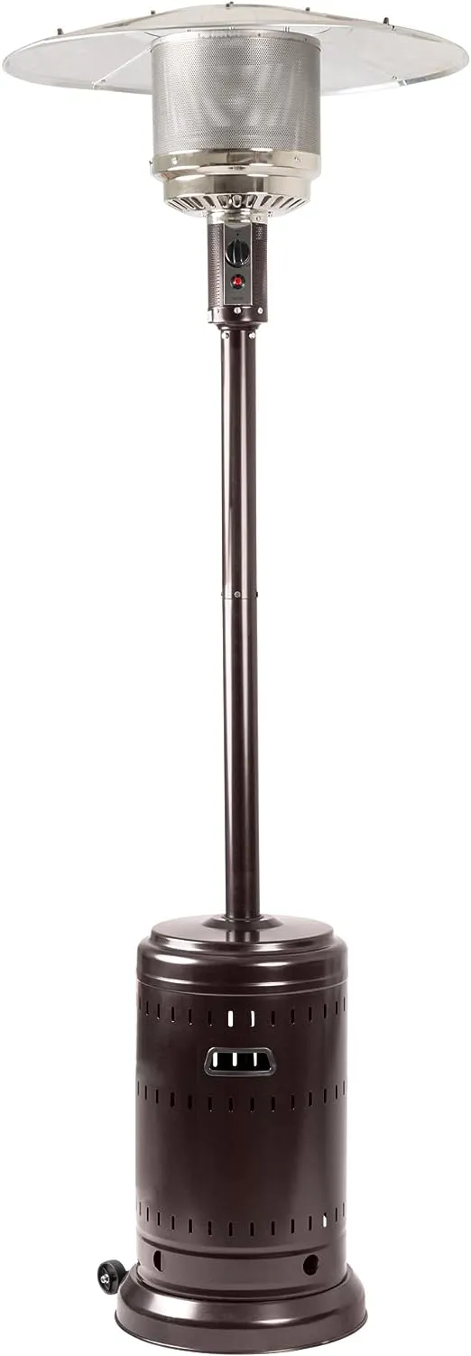 Amazon Basics 46,000 BTU Outdoor Propane Patio Heater with Wheels, Commercial & Residential, Havana Bronze, 32.1 in x 32.1 in x 91.3 in