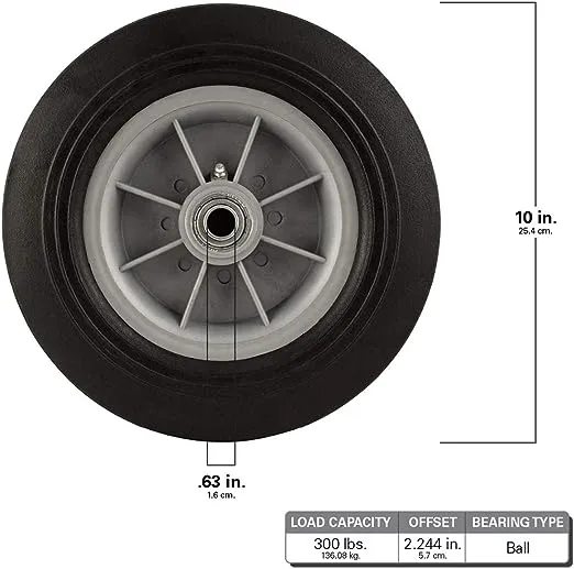 Titan 10" Flat-Proof Solid Rubber Wheel, 300-lb. Capacity, Black