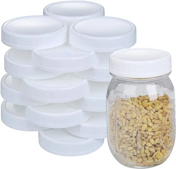 2 Dozen Regular Mouth Lids Mason Jar Lids Plastic Storage Caps for Mason Cann...