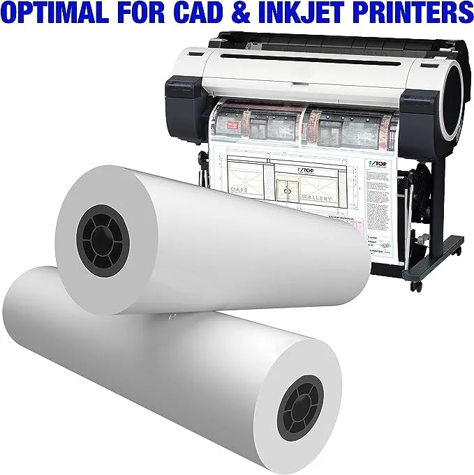 Wide Format Paper CAD Bond Rolls (20Lb | 4 Rolls, 36 in X 150 Ft | 3&#034; Core)