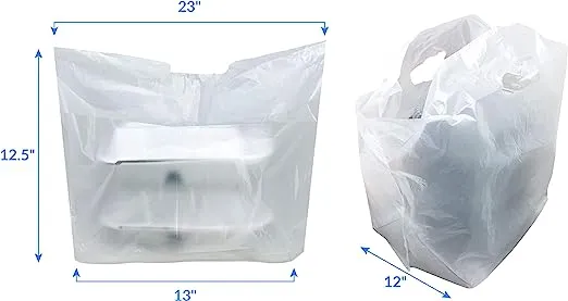 Reli. To Go Bags/Take Out Bags (100 Count) (Large 23" L x 12" W x 12.5" H) Reusable Plastic Bags with Handles/Shopping Bag - Die Cut Handle - Plastic Bag for Business, Carry Out, Restaurant Bags