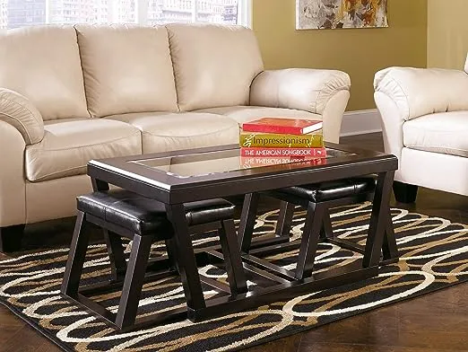 Kelton Coffee Table with Nesting Stools Espresso - Signature Design by Ashley