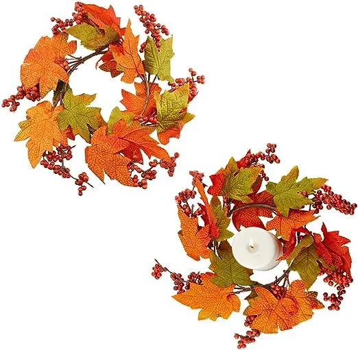 AuldHome Design Fall Leaves Candle Wreaths