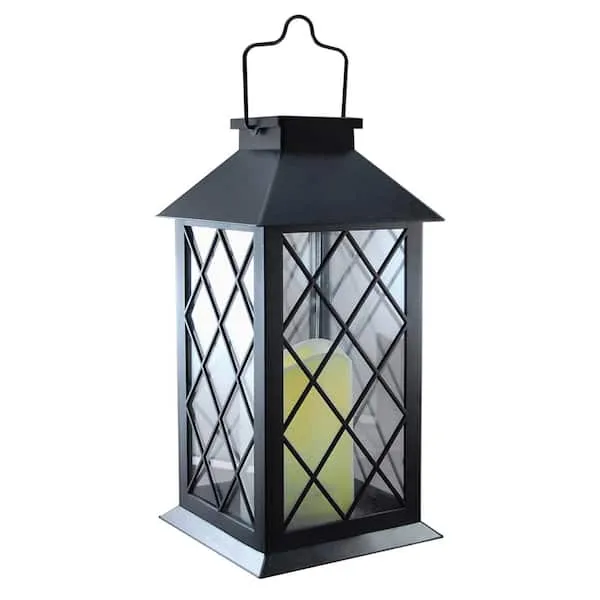 LumaBase Solar Powered Lantern with LED Candle- Tudor Design