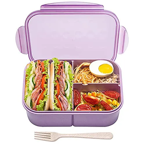 MISS BIG Bento Box, Bento Box for Kids,Ideal Leak Proof Lunch Box Kids,Mom’s Choice Kids Lunch Box, No BPAs and No Chemical Dyes,Microwave and Dishwasher Safe Lunch Containers(White)