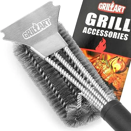 Safe 18&#034; Stainless Steel Grill Brush with Scraper - Ultimate BBQ Cleaning Tool