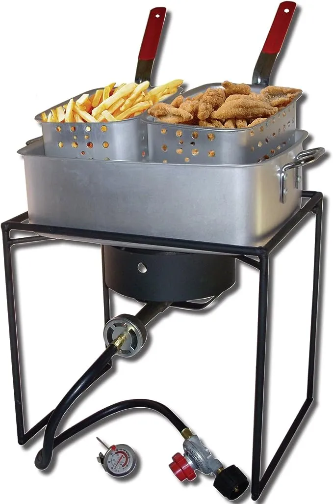 King Kooker 1618 16-Inch Propane Outdoor Cooker with Aluminum Pan and 2 Frying Baskets