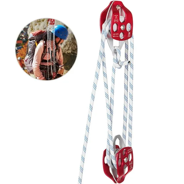 VEVOR Twin Sheave Block and Tackle 7500lb Pulley System 100ft 1/2"double Braid Rope