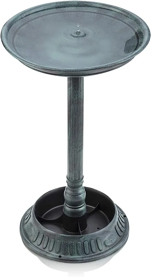 Alpine Corporation 25" Tall Outdoor Birdbath with Planter Yard Statue, Green - Bed Bath & Beyond - 16940094