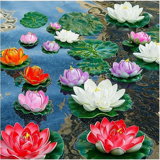  Artificial Lily Pads for Pond, 11in &amp; 6in Artificial Flowers Floating Foam 