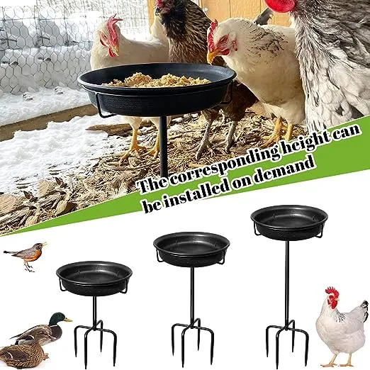 28In Freestanding Birdbaths Bowl Outdoor, Free Standing Garden Bird Bath Bird Feeder Bowl with Metal Stake, Detachable Decoration Spa Birdfeeder for Garden Patio Yard Lawn, 4 Spiky Feet (Free)