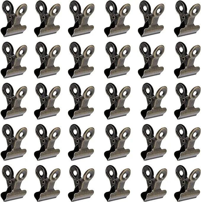 Boao 100 Pieces Metal Clips Hinge Clips for Photos, Maps, Drawings, Art Work, Papers, Price Tag, 0.87 inch (Light Gold)