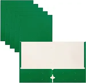 Two Pocket Portfolio Folders, 50-Pack, Green, Letter Size Paper Folders, 50 P...