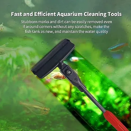 SVECKE Fish Tank Cleaning Tools, 6-in-1 Aquarium Cleaning Tools, Adjustable Fish Tank Cleaning Kit with Long Telescopic Handle, Multi-Function Aquarium Cleaning Kit for Saltwater Freshwater