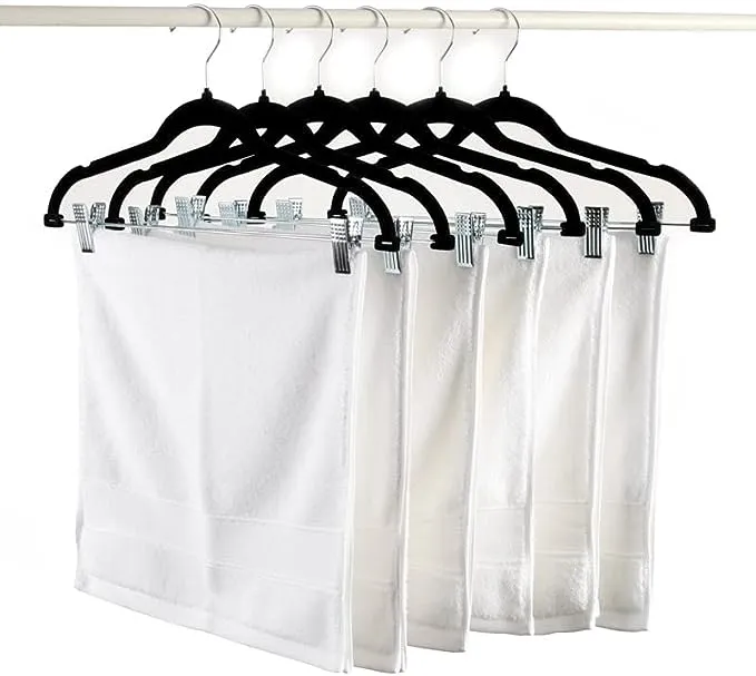 Manzoo Women's Velvet Pants Skirt Hangers with Clips