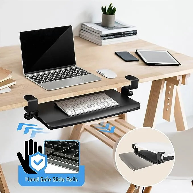 EHO Clamp-On Retractable Adjustable Keyboard Tray