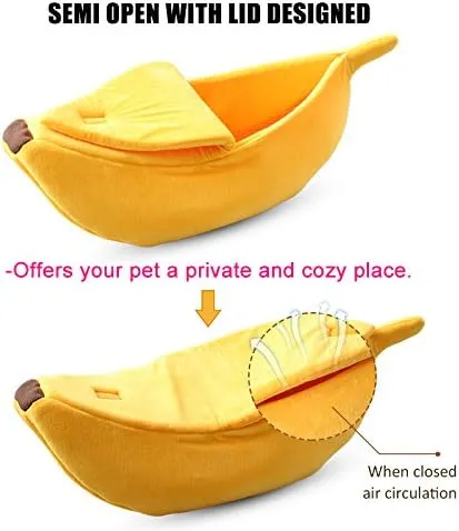 · · Cute Banana Cat Bed House Medium Size, Christmas Pet Bed Soft Cat Cuddle ...