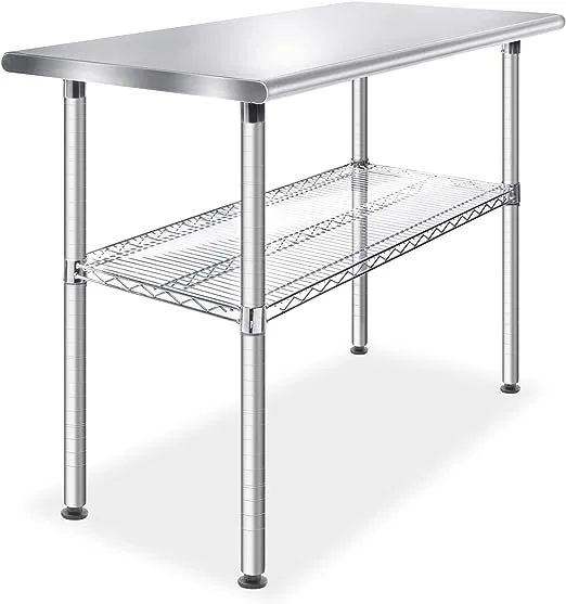 GRIDMANN Stainless Steel Commercial Work Table with Wire Shelf, NSF-Certified, 49 x 24 Inch