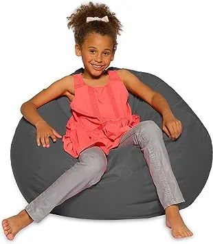 Posh Creations Bean Bag Chair for Kids, Teens, and Adults Includes Removable and Machine Washable Cover, Heather Gray, 38in - Large