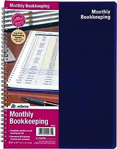 Adams Monthly Bookkeeping Record Books, Spiral Bound, 8.5 X 11 Inches, 2 Pack