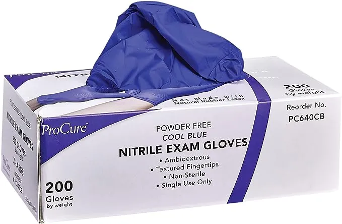 ProCure Disposable Nitrile Gloves - Latex Free, Powder Free Medical Exam Gloves