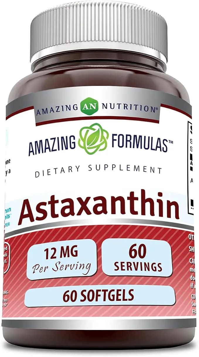 Amazing Formulas Astaxanthin 12mg 60 Softgels Supplement | Non-GMO | Gluten Free