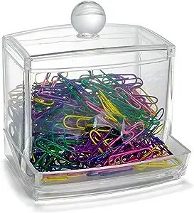 Officemate Self-Dispensing Paper Clip Holder w/250 Assorted Color Paper Clips, Clear (93697)