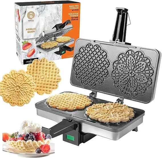 MasterChef Pizzelle Maker - Non-stick Electric Cookie Baker Press, Make Two 