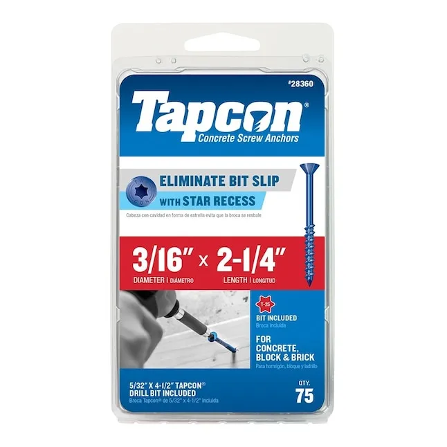 Tapcon 3/16 in. x 2-1/4 in. Star Flat-Head Concrete Anchors (75-Pack)