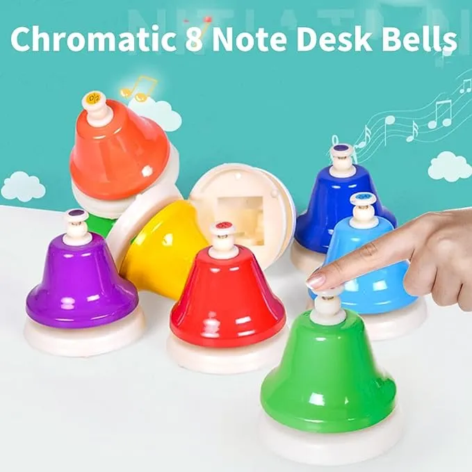 ENNBOM Desk Bells Hand Bells 8 Notes Music Bells Percussion Instrument Musical Teaching Diatonic