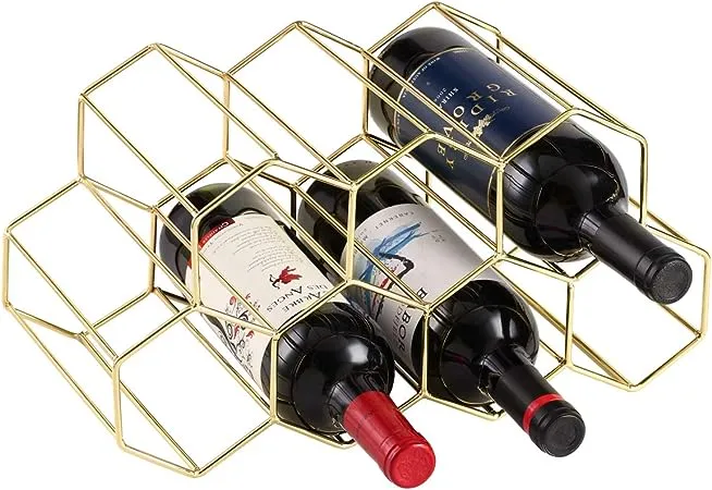 9 Bottles Metal Wine Rack Countertop Freestand Wine Storage Holder Space Saver P