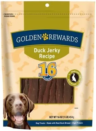 Golden Rewards Duck Jerky Dog Treats, 32 oz