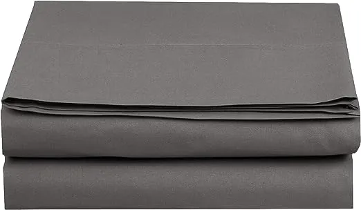 Elegant Comfort 1500 Thread Count 1-Piece Flat Sheet, Wrinkle-Free, Stain-Resistant, Queen, Gray