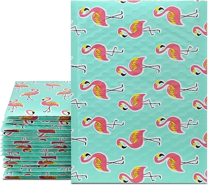 UCGOU Bubble Mailers 8.5x12 Inch Flamingo Designer 25 Pack Poly Padded Envelopes #2 Medium Mailing Packaging Postal Self Seal Waterproof Boutique Shipping Bags for Clothes Makeup Supplies