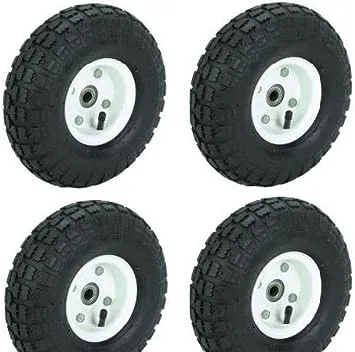 4pc-set of 10 in. Pneumatic Tires on White Wheel