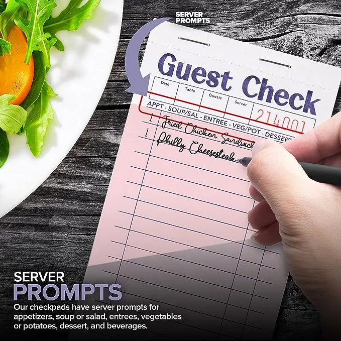 Stock Your Home Pink Guest Check Books for Servers (10 Pack) Server Note Pads, Waiter Checkbook, Food Receipt Book, Restaurant Order Pad, Paper Checks, Waitress Accessories, 500 Total Tickets