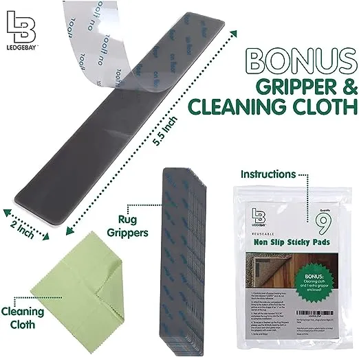 Rug Grippers Reusable Plus Cleaning Cloth 9ct