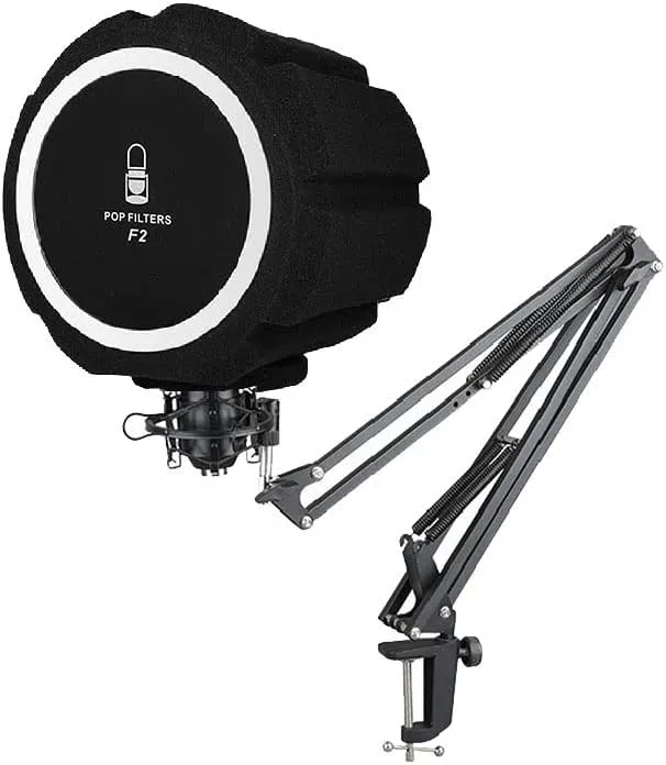 Microphone Wind Shield Pop Filter Isolation Ball, Acoustic Filter for Recording Studios Mic, Sound-Absorbing Foam that Effectively Reduces Noise and Reflections, Black