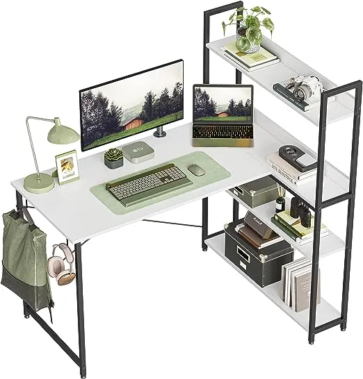 Cubicubi Computer Corner Desk with Storage Shelves, 47 inch Small L Shaped ...