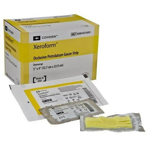 Kendall Xeroform Sterile Non-Adherent Petrolatum Gauze Patch 5 X 9 4 Pack